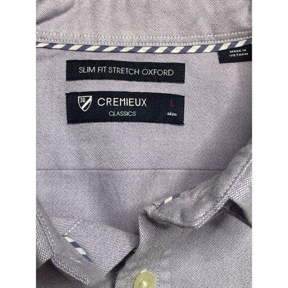 Cremieux Men’s Slim Fit Stretch Oxford Button Up Purple Short Sleeve Large - Picture 3 of 7